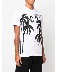 weißes bedrucktes T-Shirt mit einem Rundhalsausschnitt von DSQUARED2