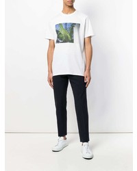 weißes bedrucktes T-Shirt mit einem Rundhalsausschnitt von A.P.C.