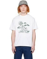 weißes bedrucktes T-Shirt mit einem Rundhalsausschnitt von Palmes