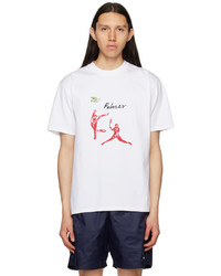 weißes bedrucktes T-Shirt mit einem Rundhalsausschnitt von Palmes