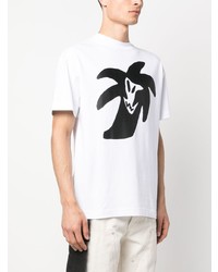 weißes bedrucktes T-Shirt mit einem Rundhalsausschnitt von Palm Angels