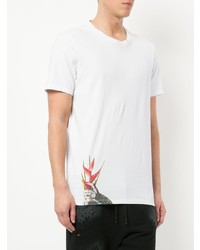 weißes bedrucktes T-Shirt mit einem Rundhalsausschnitt von RH45