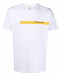 weißes bedrucktes T-Shirt mit einem Rundhalsausschnitt von Parajumpers