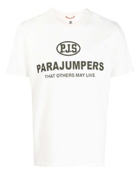 weißes bedrucktes T-Shirt mit einem Rundhalsausschnitt von Parajumpers