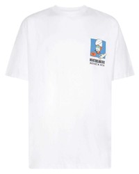 weißes bedrucktes T-Shirt mit einem Rundhalsausschnitt von Pas de Mer