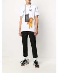 weißes bedrucktes T-Shirt mit einem Rundhalsausschnitt von Off-White