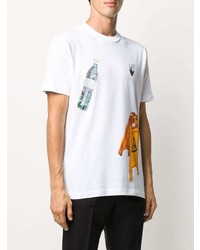 weißes bedrucktes T-Shirt mit einem Rundhalsausschnitt von Off-White