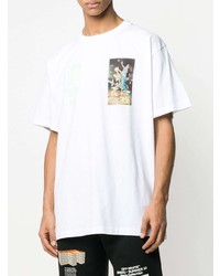 weißes bedrucktes T-Shirt mit einem Rundhalsausschnitt von Off-White