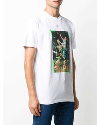 weißes bedrucktes T-Shirt mit einem Rundhalsausschnitt von Off-White