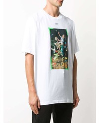 weißes bedrucktes T-Shirt mit einem Rundhalsausschnitt von Off-White