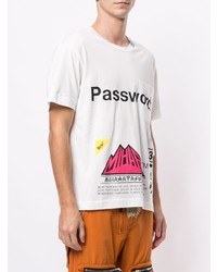 weißes bedrucktes T-Shirt mit einem Rundhalsausschnitt von Maison Mihara Yasuhiro