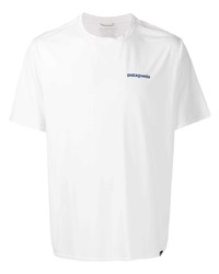 weißes bedrucktes T-Shirt mit einem Rundhalsausschnitt von Patagonia