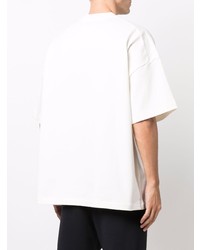 weißes bedrucktes T-Shirt mit einem Rundhalsausschnitt von Jil Sander