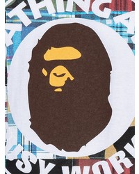 weißes bedrucktes T-Shirt mit einem Rundhalsausschnitt von A Bathing Ape