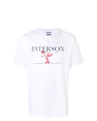 weißes bedrucktes T-Shirt mit einem Rundhalsausschnitt von Paterson.