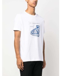 weißes bedrucktes T-Shirt mit einem Rundhalsausschnitt von A.P.C.