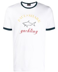 weißes bedrucktes T-Shirt mit einem Rundhalsausschnitt von Paul & Shark