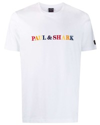 weißes bedrucktes T-Shirt mit einem Rundhalsausschnitt von Paul & Shark