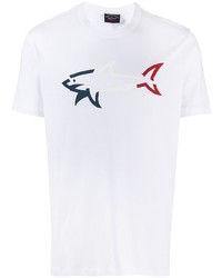 weißes bedrucktes T-Shirt mit einem Rundhalsausschnitt von Paul & Shark