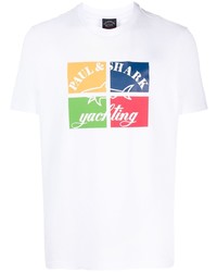 weißes bedrucktes T-Shirt mit einem Rundhalsausschnitt von Paul & Shark