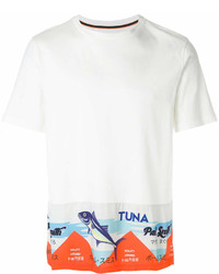 weißes bedrucktes T-Shirt mit einem Rundhalsausschnitt von Paul Smith