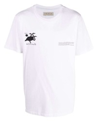 weißes bedrucktes T-Shirt mit einem Rundhalsausschnitt von Paura