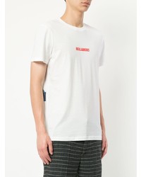 weißes bedrucktes T-Shirt mit einem Rundhalsausschnitt von Les Benjamins