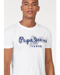 weißes bedrucktes T-Shirt mit einem Rundhalsausschnitt von Pepe Jeans