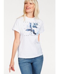 weißes bedrucktes T-Shirt mit einem Rundhalsausschnitt von Pepe Jeans
