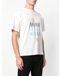 weißes bedrucktes T-Shirt mit einem Rundhalsausschnitt von Aries