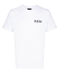 weißes bedrucktes T-Shirt mit einem Rundhalsausschnitt von Perks And Mini