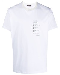 weißes bedrucktes T-Shirt mit einem Rundhalsausschnitt von Peserico