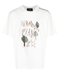 weißes bedrucktes T-Shirt mit einem Rundhalsausschnitt von Peuterey
