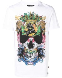 weißes bedrucktes T-Shirt mit einem Rundhalsausschnitt von Philipp Plein