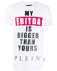 weißes bedrucktes T-Shirt mit einem Rundhalsausschnitt von Philipp Plein