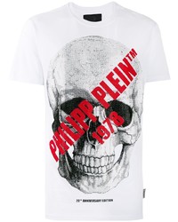 weißes bedrucktes T-Shirt mit einem Rundhalsausschnitt von Philipp Plein