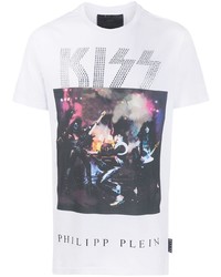 weißes bedrucktes T-Shirt mit einem Rundhalsausschnitt von Philipp Plein