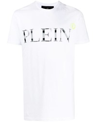 weißes bedrucktes T-Shirt mit einem Rundhalsausschnitt von Philipp Plein