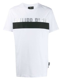 weißes bedrucktes T-Shirt mit einem Rundhalsausschnitt von Philipp Plein