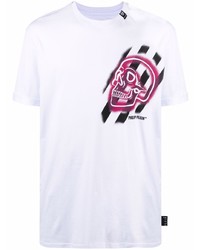 weißes bedrucktes T-Shirt mit einem Rundhalsausschnitt von Philipp Plein