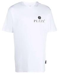 weißes bedrucktes T-Shirt mit einem Rundhalsausschnitt von Philipp Plein