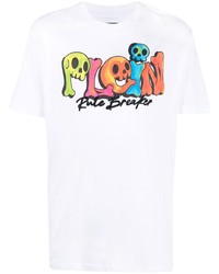 weißes bedrucktes T-Shirt mit einem Rundhalsausschnitt von Philipp Plein