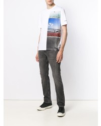 weißes bedrucktes T-Shirt mit einem Rundhalsausschnitt von Calvin Klein Jeans