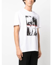 weißes bedrucktes T-Shirt mit einem Rundhalsausschnitt von Alexander McQueen