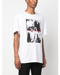 weißes bedrucktes T-Shirt mit einem Rundhalsausschnitt von Alexander McQueen