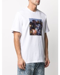 weißes bedrucktes T-Shirt mit einem Rundhalsausschnitt von MSGM