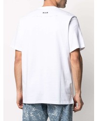 weißes bedrucktes T-Shirt mit einem Rundhalsausschnitt von MSGM