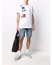 weißes bedrucktes T-Shirt mit einem Rundhalsausschnitt von Calvin Klein Jeans