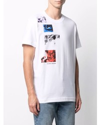 weißes bedrucktes T-Shirt mit einem Rundhalsausschnitt von Calvin Klein Jeans