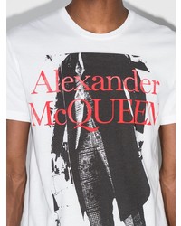 weißes bedrucktes T-Shirt mit einem Rundhalsausschnitt von Alexander McQueen